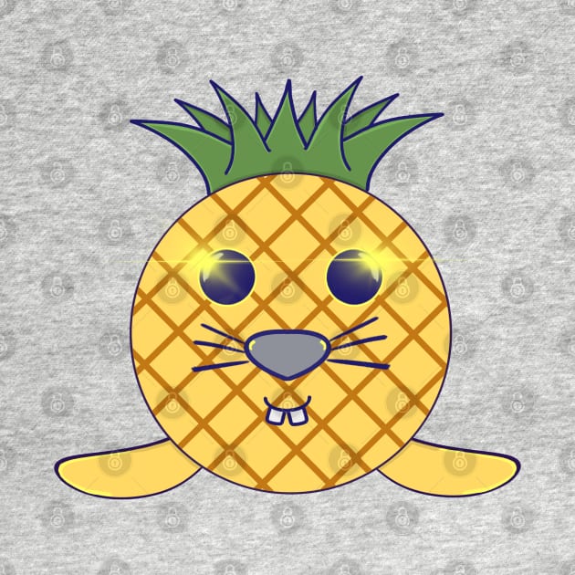 Kawaii Cute Cool Pineapple Baby Seal by vystudio